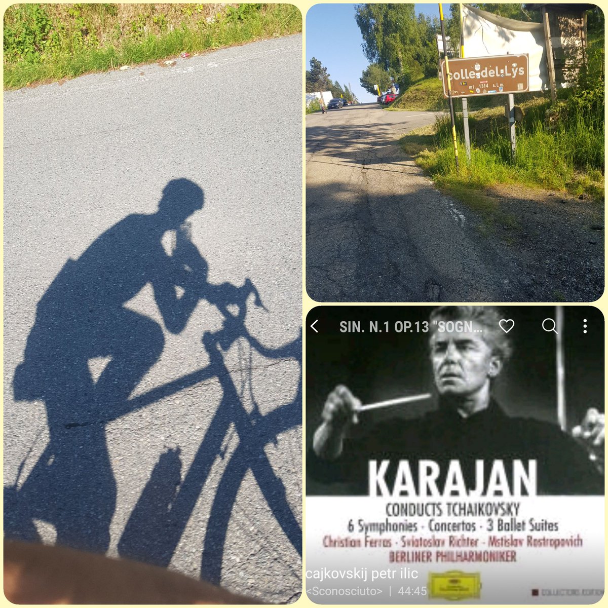 Era qualche anno che non salivo più al colle del Lys. Un percorso che mi ha consentito di ascoltare l'integrale delle sinfonie di Tchaikovsky 🚴‍♂️🎵