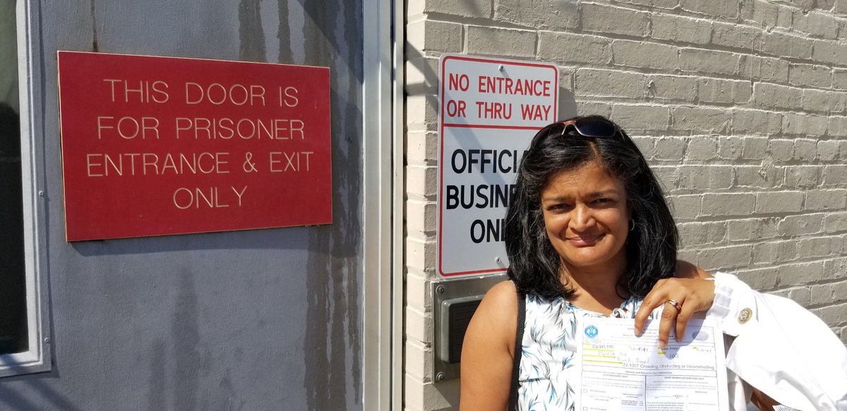 RepJayapal's tweet image. Yep, I paid my fine today for getting arrested with 575 women on Thursday. I will put my body on the line &amp;amp; my feet in the streets and my voice loud and clear from Congress--we are fighting for the soul of our country and it takes all tactics! #EndZeroTolerance
