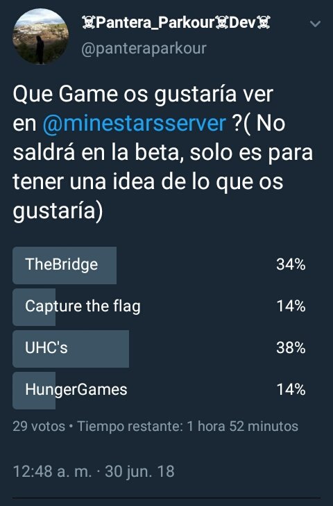 Oldpantera's tweet photo. Decidieron UHC's, para eso necesitamos un segundo server, y para eso necesitamos su apoyo😎, Les pongo un requisito para crear los UHC, lo empezaremos a crear cuando la cuenta del server @minestarsserver llegue a 100 seguidores😀, Es un buen cambio!! https://t.co/e8dmhxnXJG