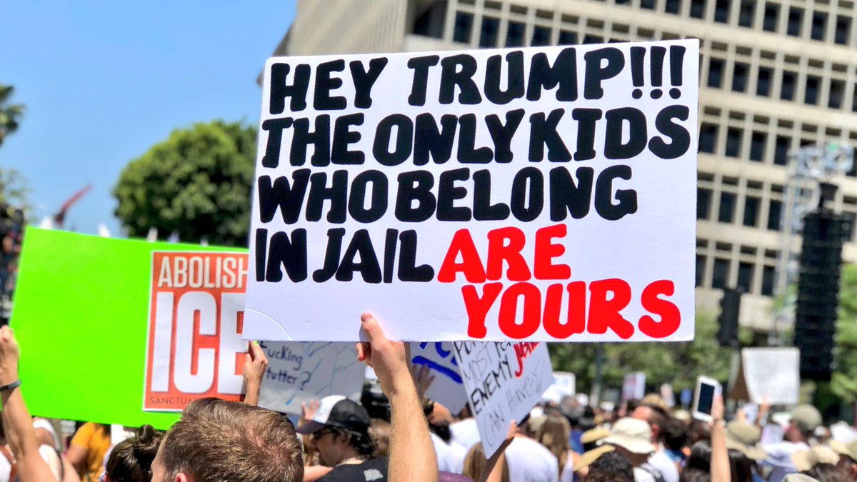 My favorite sign at the LA March:

“HEY TRUMP!!! THE ONLY KIDS
WHO BELONG IN JAIL ARE YOURS”

#FamiliesBelongTogetherMarch