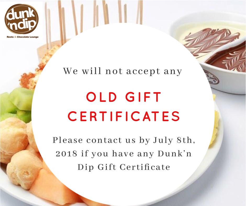 dunkndip's tweet photo. Just a reminder here. We will not be accepting any OLD GIFT CARDS. 

Please contact us by July 8th if you have any Dunk’n Dip certificates. Thanks a bunch! 

⭐️ORDER ONLINE for PICKUP: https://t.co/bHZgjiI1VB

⭐️open late till 2 AM at Burnhamthorpe location

#dunkndip https://t.co/oxnHvC45gM