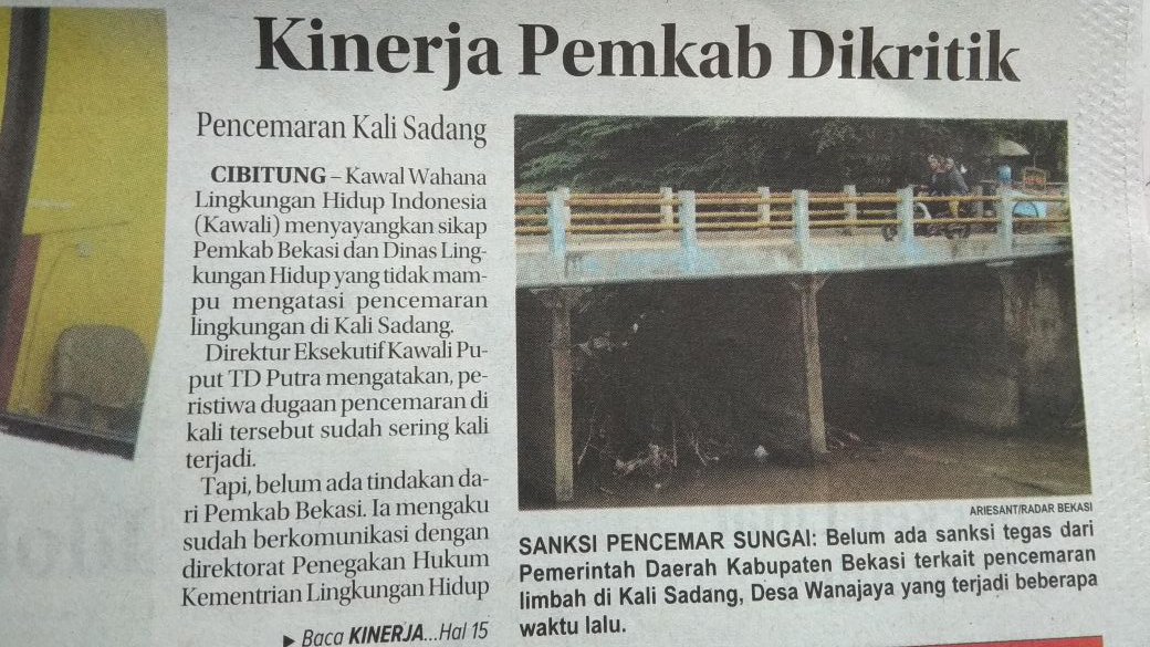 Pencemaran kali bekasi yang tak pernah tuntas ?
#Kawali