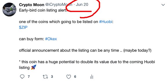 $ZIP on an unstoppable bull run!  it went more than 120% since my buy alert 10 days ago!! 🚀🚀🚀.. 

Hit like or retweet if you like to get more free alert like this!!

$zip $btc $eth #crypto #binance #houbi #upbit #bithumb #bittrex 
#okex #kucoin #hadax #cryptocurrency $ft $xrp