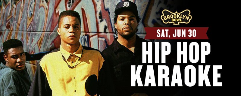 brooklynbowl's tweet photo. It’s your turn to take over the mic and throw it back to the illest days of hip-hop #TONIGHT at Hip Hop Karaoke @hhknyc! Tix-->> https://t.co/URQn9hc8LQ https://t.co/Vv8RPrlGlN