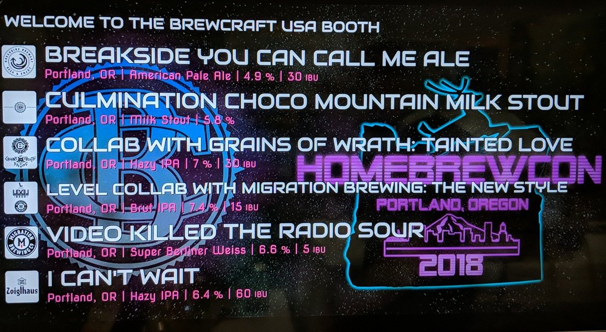 #HomebrewCon, these beers are on tap at booth 702! Swing by before we run out of this amazing #CraftBeer