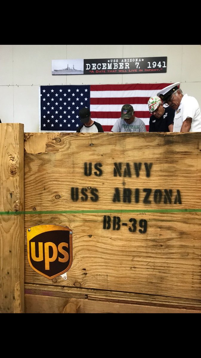 #UPSsalutes the 1,177 sailors and Marines who lost their lives on the #USSArizona. It was our privilege to move this piece of history more than 3,500 miles from #PearlHarbor to the Texas Panhandle War Memorial in #Amarillo. @FreightUPSers <a href="/UPS/">UPS</a> <a href="/UPSers/">UPSers</a>