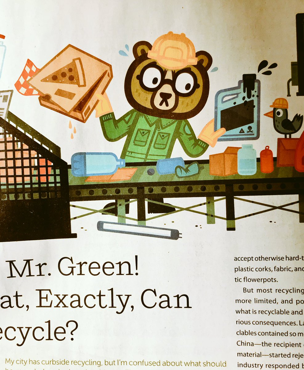 chemaskandal's tweet photo. Found this nice illo by @littlefriendsof #LittleFriendsOfPrintmaking on the @SierraClub magazine. It is a #recycling article. Glad to find it! https://t.co/m3szfAIb4Z