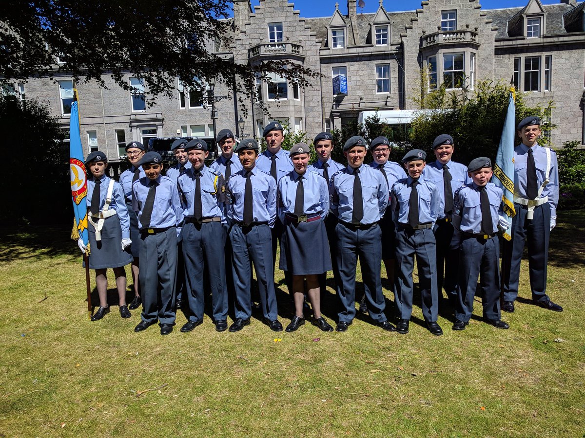 Today we formed up with the rest of North East Scotland Wing to celebrate Armed Forces Day with a parade down Union Street in Aberdeen. Pictured is the Angus contingent with cadets from Carnoustie, Arbroath and Montrose Squadrons. #whatwedo #ArmedForcesDay <a href="/aircadets/">RAF Air Cadets</a> <a href="/ComdtAC/">Commandant RAF Air Cadets</a>