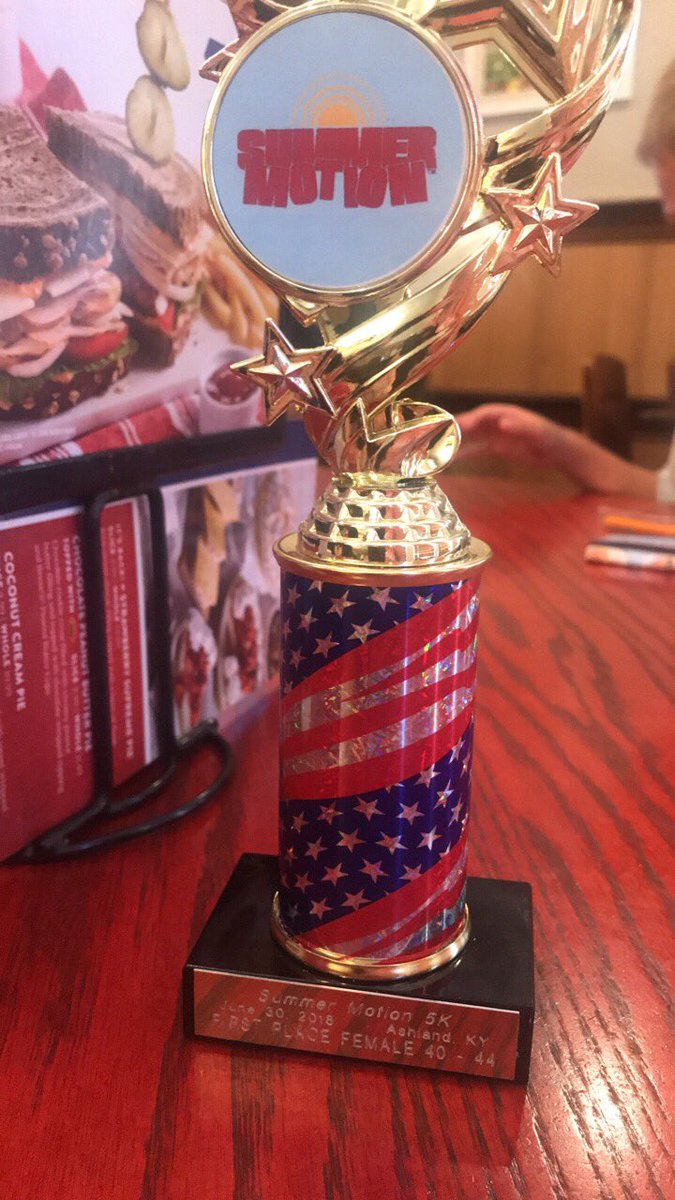 HoopsGirl2012's tweet photo. Hazy, hot and humid @ the Summer Motion 5k with this kid!! 1st place in the old ladies divisions...👵🏻 #anotherPR #gladiamold https://t.co/QzbsOEng6Q