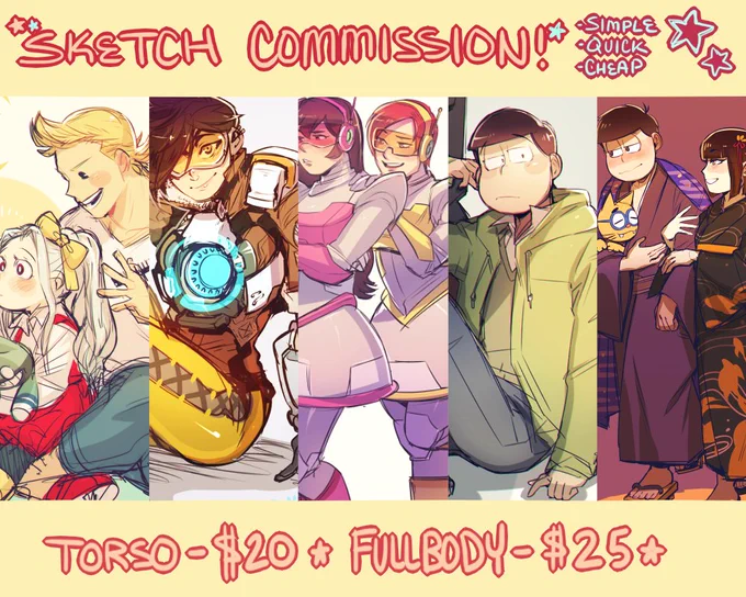 ✨COMMISSION TIME!!✨
Help me pay for up-coming school/living expenses!

⭐️PAYPAL ONLY
⭐️WILLING TO DRAW (ALMOST) ANYTHING
⭐️INQUIRIES OVER E-MAIL ONLY PLZ

contact me at Jnishi21@gmail.com!
Sharing is appreciated, thank you thank you~! 