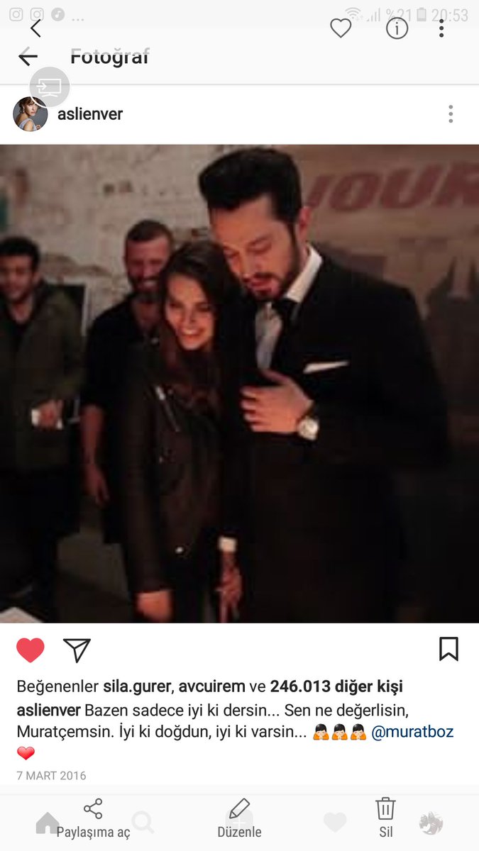abi ss lerime bakıyordum da çok doldu diye murat bozla aslı enverin fotoğrafının ss ini almışım duygulandim