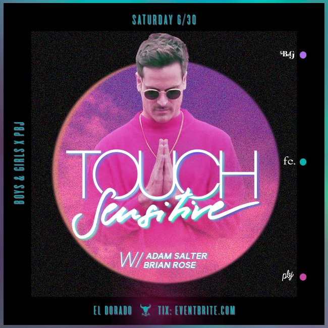 Party people of San Diego. Here is your plan for the evening. Tix at <a href="/eventbrite/">Eventbrite</a> #touchsensitive