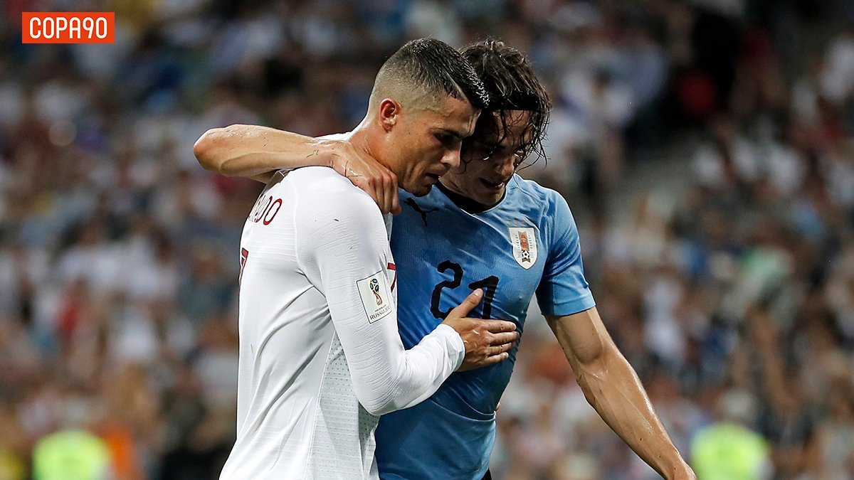 Ronaldo did everything he could for #POR - even carrying Cavani off the pitch 👏

It just wasn't enough - #URU advance to the #WorldCup quarterfinals. Was this the final game CR7 will play for Portugal? 🤔