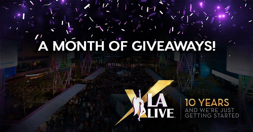 LALIVE's tweet photo. For our birthday month we are giving you prizes! Make sure to enter for a chance to win concert tickets, movie tickets, gift cards and more! https://t.co/mV8V8T9znj #LALIVE10 https://t.co/FZTusrWJzj
