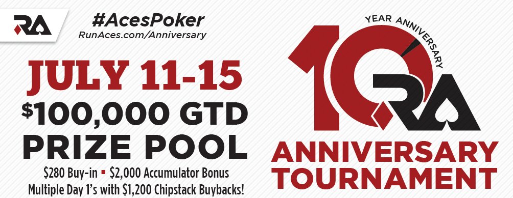 RT by July 2nd for a chance to win a $280 Anniversary Tournament Main Event seat! 18+ only no purchase req. #AcesPoker RunAces.com/EasyMoney
