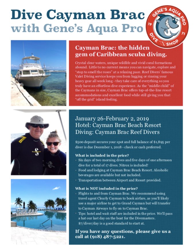 genesaquapro's tweet image. Oh, the places you'll go with Gene's Aqua Pro! #divetrip #scubadiving #divedestination #caymanbrac #scuba