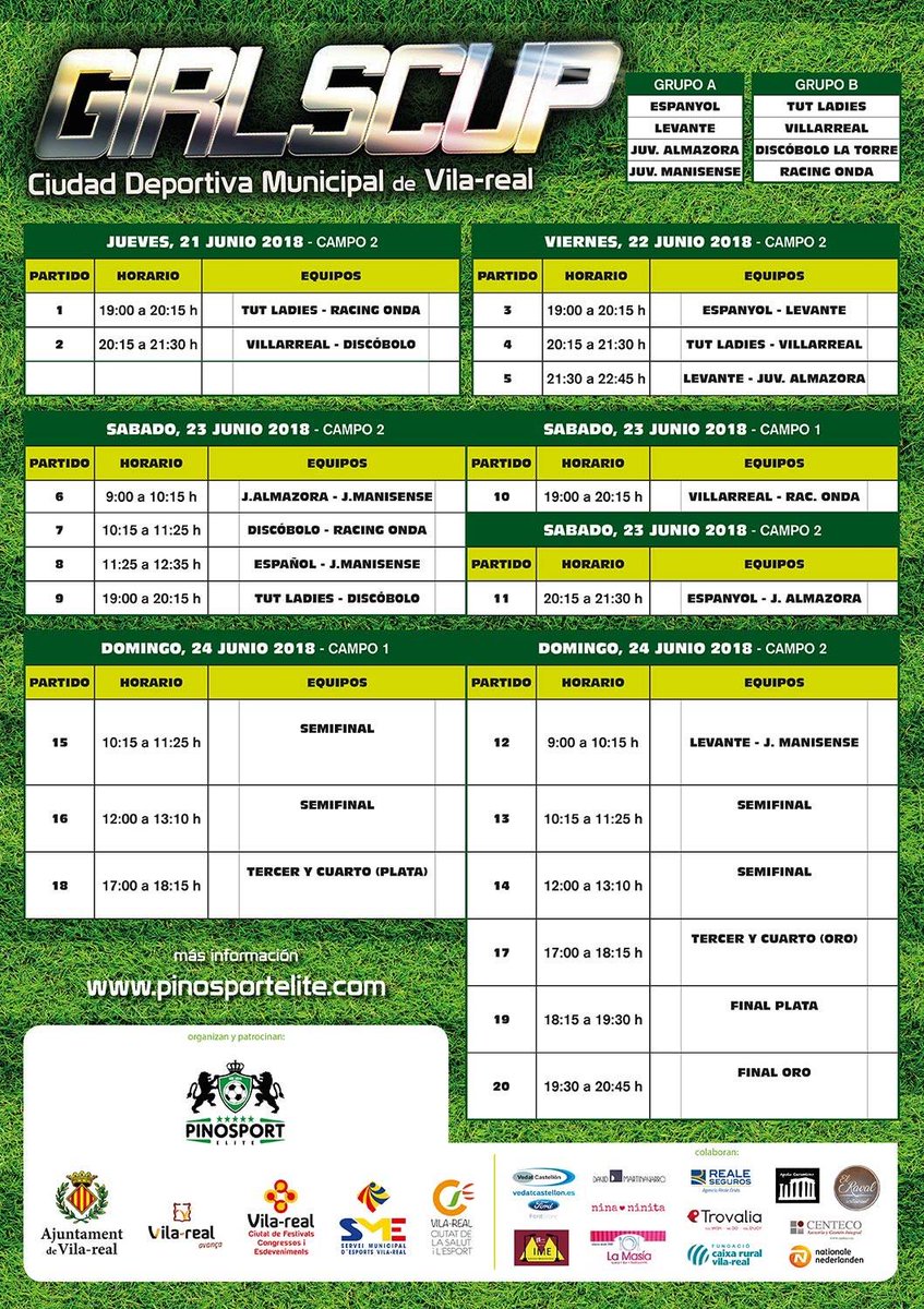 PinoSportElite's tweet photo. Desde la Girls Cup os damos las GRACIAS, porque un torneo de gran nivel sólo es posible por vuestro apoyo y confianza: #Fundaciocaixarural @ninaninitajoyas @NNSeguros @RealeSeguros1 #Centeco #FordVedat @ajvila @SMEVILAREAL #LaMasia #ApoloCerámica #IME #ElRaval #DavidMartinavarro https://t.co/uEntiCb1nY