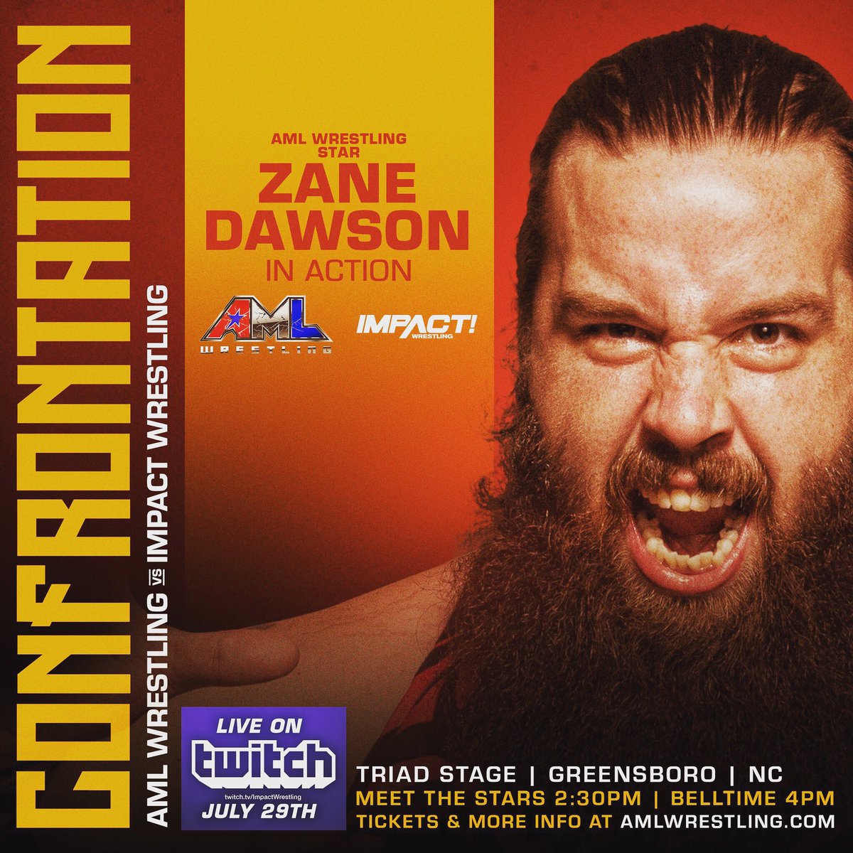 zanedawson's tweet photo. I should be on @IMPACTWRESTLING TV with the amount of @IMPACTWRESTLING stars I’ve beat up at @AMLWrestling over the years! July 29th will be no different! The only difference is it will all be LIVE on @Twitch Get ready for pain punks! #AMLvsIMPACT
#OneManRIOT #ProWrestler https://t.co/1MzvHDm0pk