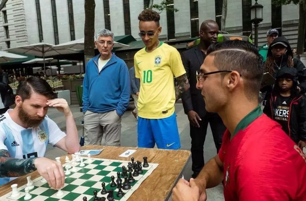 Lionel Messi and Cristiano Ronaldo Play Chess for Louis Vuitton