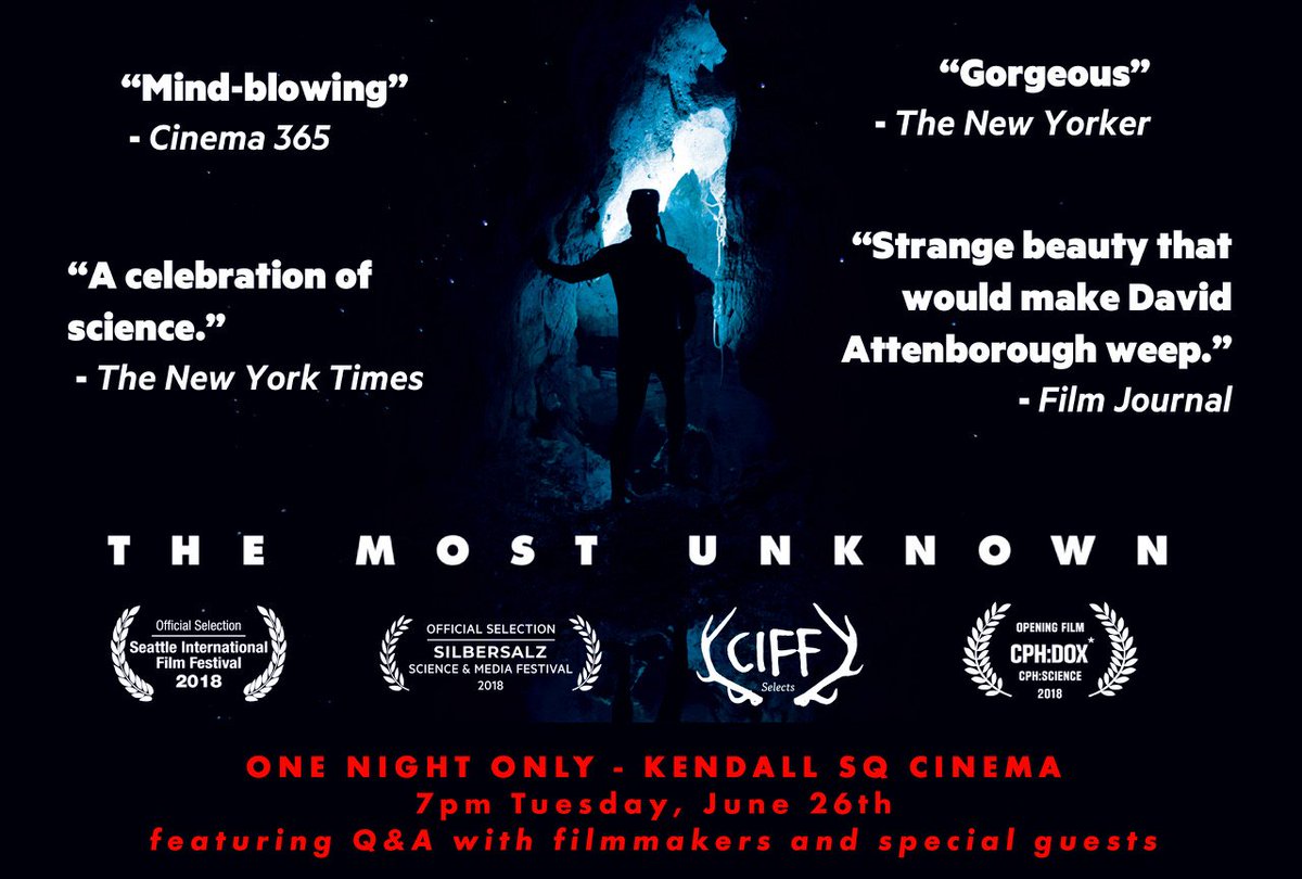 The Most Unknown makes it's New England premier <a href="/KendallCinema/">Kendall Square Cinema</a> on Tuesday, 6/26, 7pm. Join filmmakers <a href="/iancheney/">Ian Cheney</a> &amp; <a href="/LindsayBlatt/">Lindsay Blatt</a>, photographer and MIT research scientist @felicefrankel, and former New York Times Science Editor David Corcoran <a href="/dacorc/">David Corcoran</a> for a discussion following.