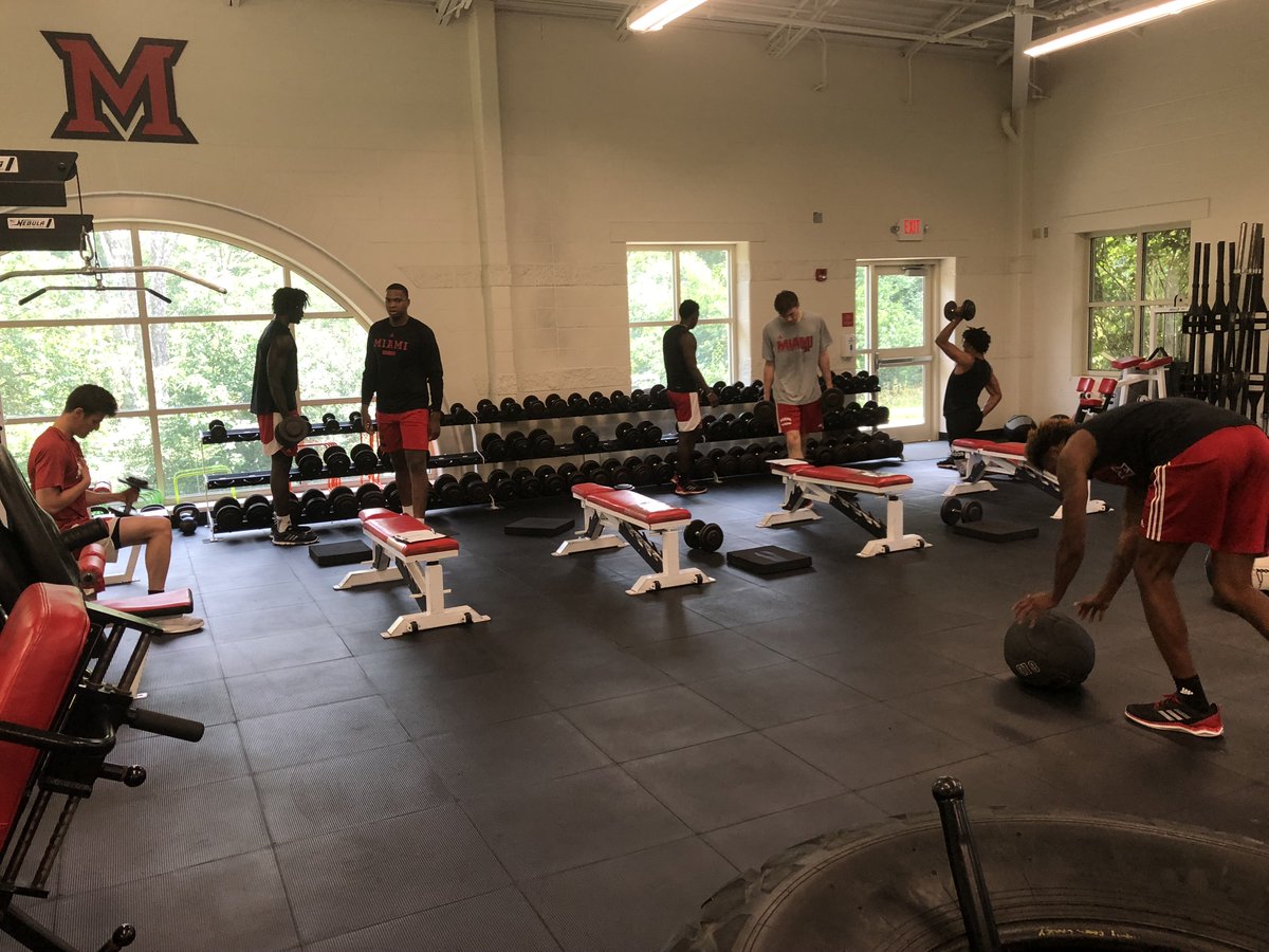 MiamiOH_BBall's tweet photo. We're back! First workout ☑️ Work starts now for 2018-19 season!

#RiseUpRedHawks https://t.co/FQr2ZjE0p5