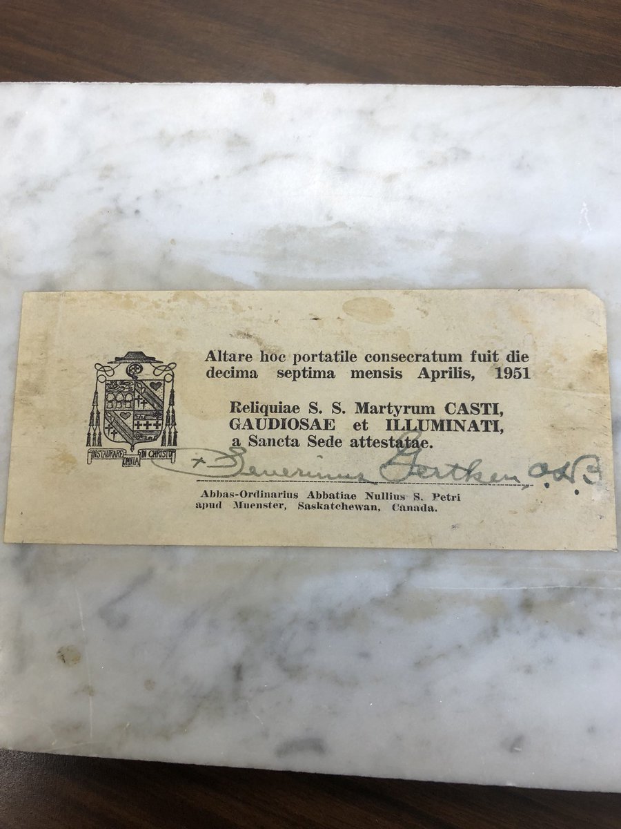 LeftFooting's tweet photo. So I have this altar stone and the wee problem I have is I can’t really find too much info on the saints who’s relics this stone holds. Maybe #CatholicTwitter can help? https://t.co/wYwpi84A38