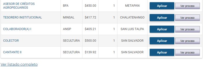 Los invitamos a estar pendientes del portal empleospublicos.gob.sv para conocer las nuevas ofertas de empleo que son compartidas a diario.