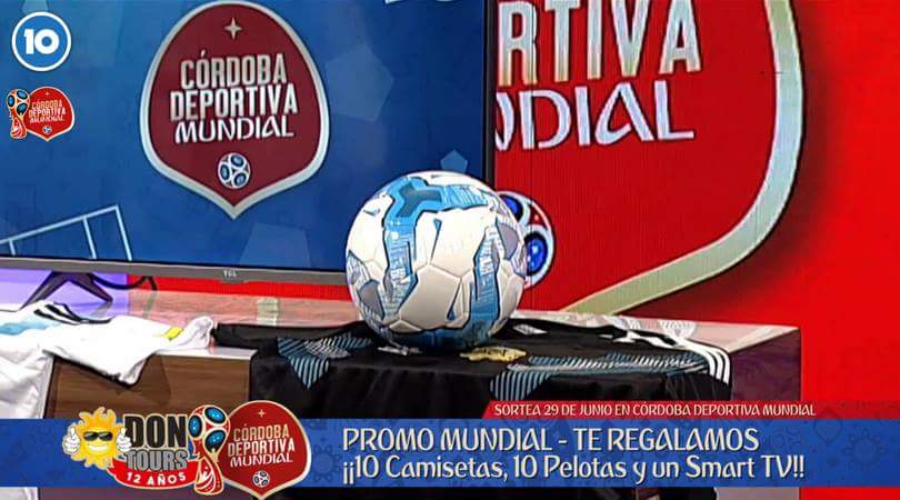 canal10cba's tweet photo. Ganá un Smart TV LED 📺 + 10 Pelotas ⚽ + 10 camisetas 👕 de la selección 🇦🇷 con #CórdobaDeportivaMundial y Don Tours 🌞 

👇 Dale RT y comentá con tus 3 últimos de DNI.

Sortea: viernes 29 de junio en el programa Córdoba Deportiva Mundial (Lunes a Viernes a las 19 horas). https://t.co/X5KtlvGiAp