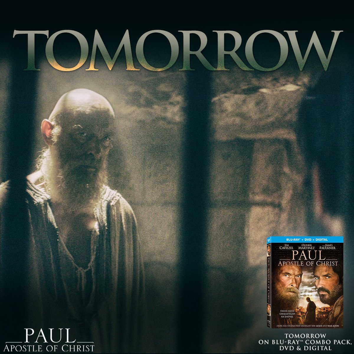TOMORROW! Add the Blu-ray combo pack of Paul, Apostle of Christ to your collection. paulmovie.com/site/buy