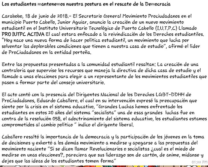ProciudadanosC's tweet photo. Juntos, luchando por la reivindicación de nuestro tecnologico (I.U.T.P.C). @prociudadanos @LeocenisOficial @mariochavez_vzl @EduardoP_vzla https://t.co/mtgbTglmRK