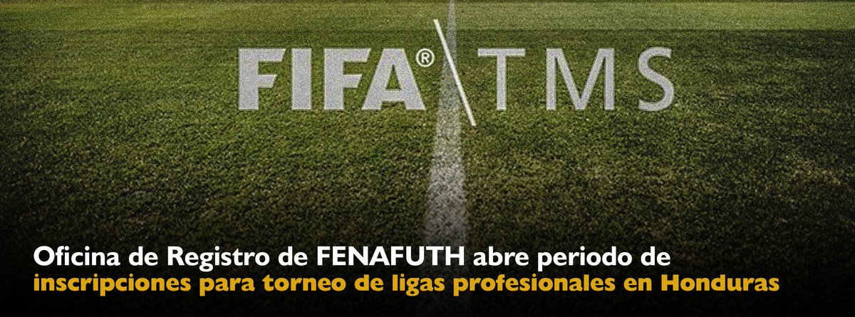 FFH_Honduras's tweet photo. ⚠🔁 Repost
✅ Oficina de 📄 registro de @FenafuthOrg abre periodo de inscripciones para torneo de ⚽ ligas profesionales en 🇭🇳 #Honduras.
NOTA:
👀🔗: https://t.co/rfbf74xG5H
#FENAFUTH2018 #TMS #FIFATMS https://t.co/0jO6pmBh8c