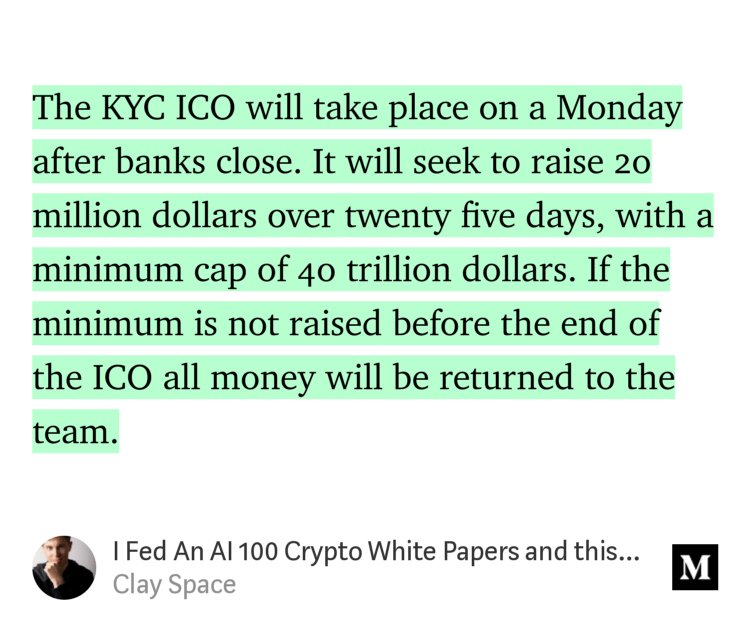 ricmac's tweet photo. "I Fed An AI 100 Crypto White Papers and this is What it Wrote" - @cryptospacesuit https://t.co/8euyIz82MA https://t.co/7jshAGgecE