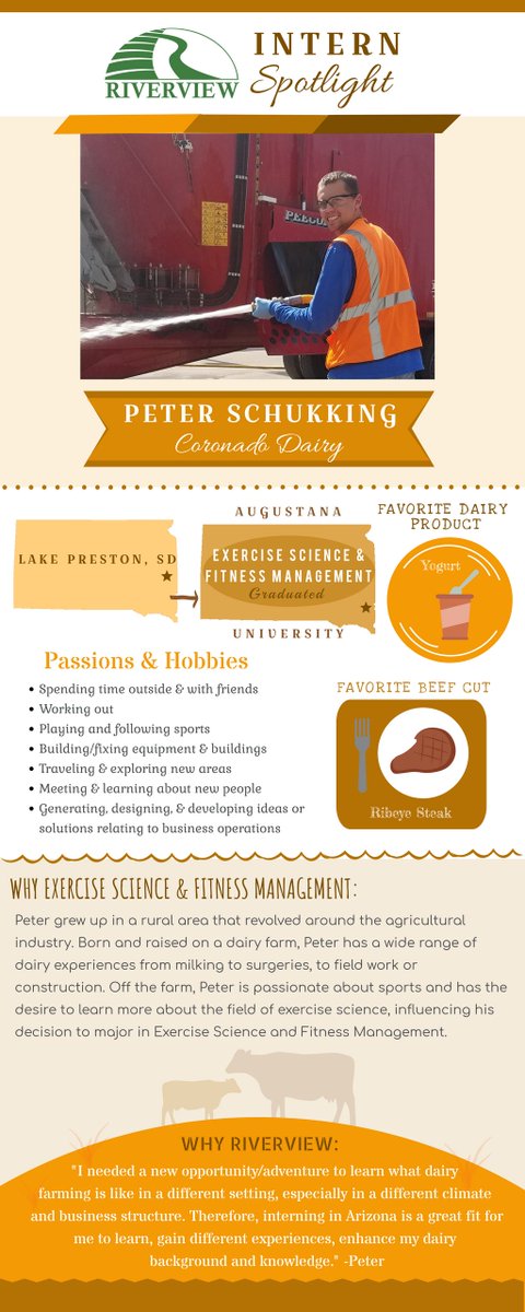 RiverviewLLP's tweet photo. Meet Peter Schukking, the Coronado Dairy Intern! Welcome to Riverview!
#agcareers #intern2018 #cultureofopportunity https://t.co/oT8btB5eh6