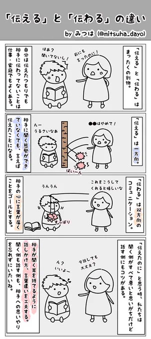 「言ったのに！」「聞いてないし！」というケンカをしたことありませんか？（私はあります）

言った側は「聞かない方が悪い」と思いがちだけど、言い方がキツかったりタイミングが悪かったり「相手が聞く耳を持っていない」状態で言ってることも… 