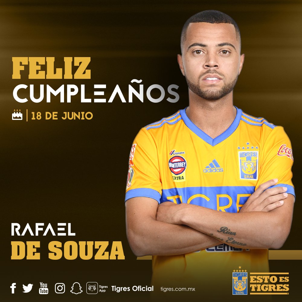 TigresOficial's tweet photo. RT: ¡Felicidades a nuestro jugador @RafaelCarioca5, hoy en su cumpleaños! #FelicidadesTigre #VamosTigres 🎂  🎉  🐯 https://t.co/Gke8ifYwHM