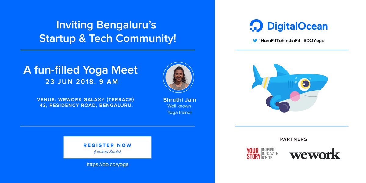 Inundated with networking sessions, startup events and tech meetups?

Celebrate International Yoga Day with us, @WeWorkIndia & @YourStoryCo on 23 June with a free yoga session 🧘‍♀️🧘‍♂️ #humfittohindiafit #DOyoga

Register here: do.co/yoga