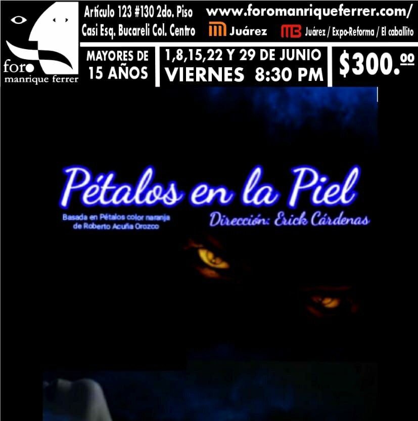 exilio_teatro's tweet photo. Te esperamos este viernes alas 8:30pm en el @ForoManriqueF 
¿Te gustan los placeres de la piel? @CarteleradeT @CarteleraCDMX @CarteleraCM @TeatrosMX @CDMXyteatroDF @LaCarteleraMX #ViernesDeTeatro #Teatro https://t.co/xqsKlSq0dq