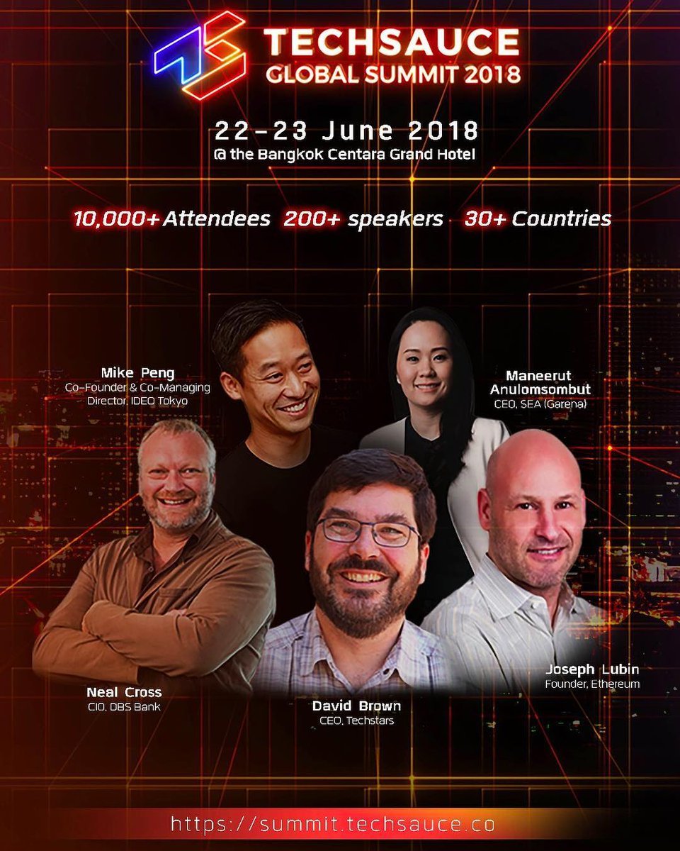 The largest technology conference in South East Asia is back! Techsauce will be held on 22 - 23 June 2018 at Bangkok Centara Hotel.
.
Let's join this conference and be the part of this!
.
#techsauceglobalsummit2018