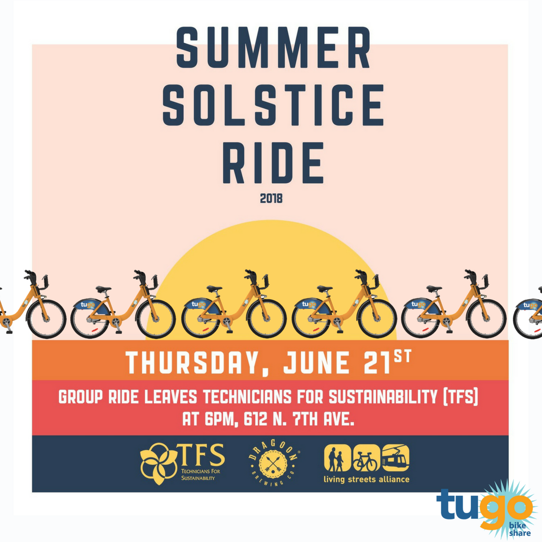 Join Tugo, <a href="/tfssolar/">TFS Solar</a> and @LSATucson for a fun summer ride to <a href="/dragoonbrewing/">Dragoon Brewing</a> this Thursday at 5:30pm. We will ride out from <a href="/tfssolar/">TFS Solar</a> and head to Dragoon for a night a food, fun and prizes. Tugo rentals from <a href="/tfssolar/">TFS Solar</a> will be free. See you all there!