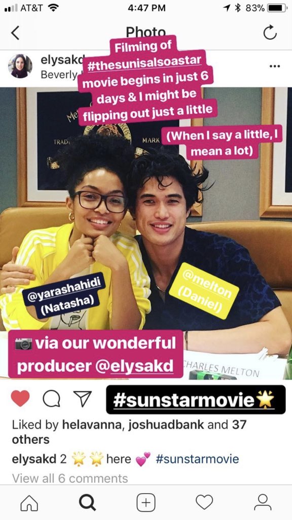 nicolayoonph's tweet photo. Good morning to @NicolaYoon, @YaraShahidi, and @_MELTON_ only! Bringing you BTS photos of #TheSunIsAlsoAStarMovie ☀️⭐️💕 https://t.co/jBXJXXQVMp