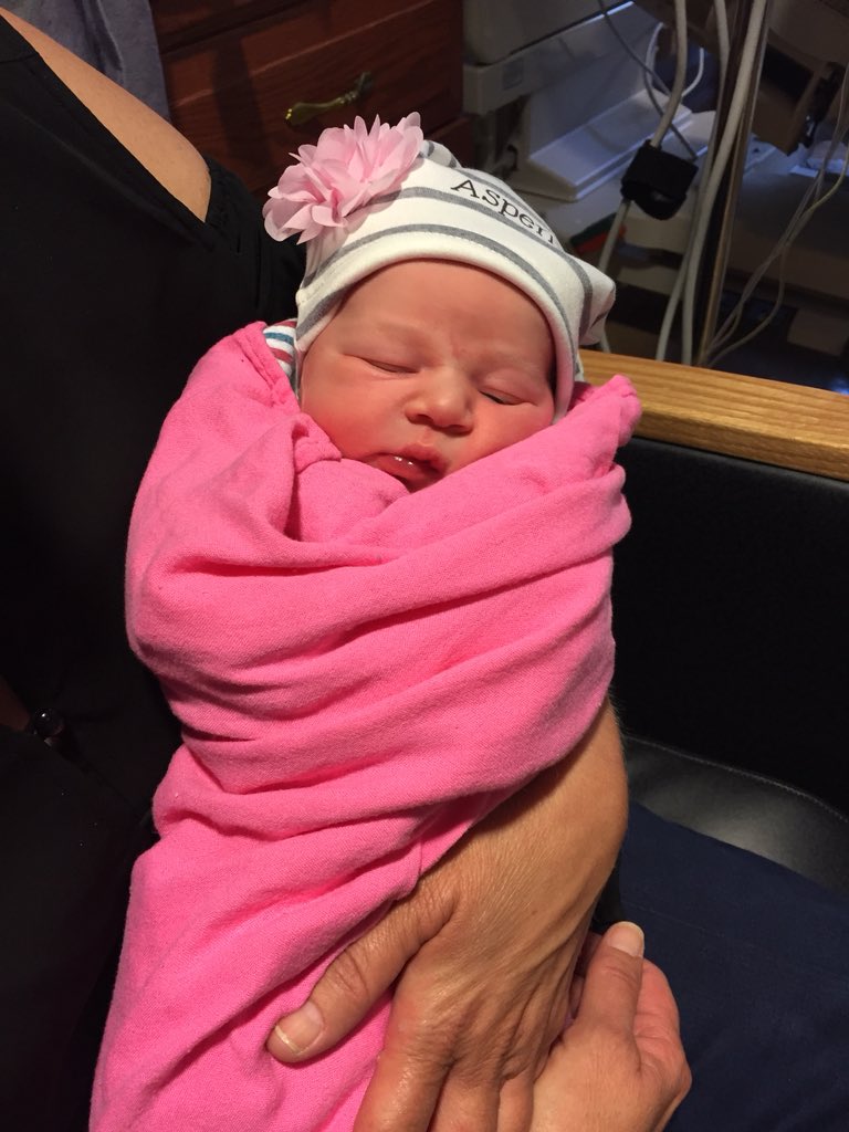 This is what it’s all about... Meet Aspen Elise Mudd. There’s a head full of hair under that cap. Momma was a champ and is doing great!