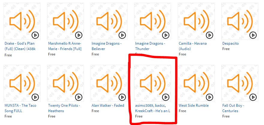 Kreekcraft On Twitter Lol I M On The Front Page Of The Roblox Audio Library - roblox songs havana