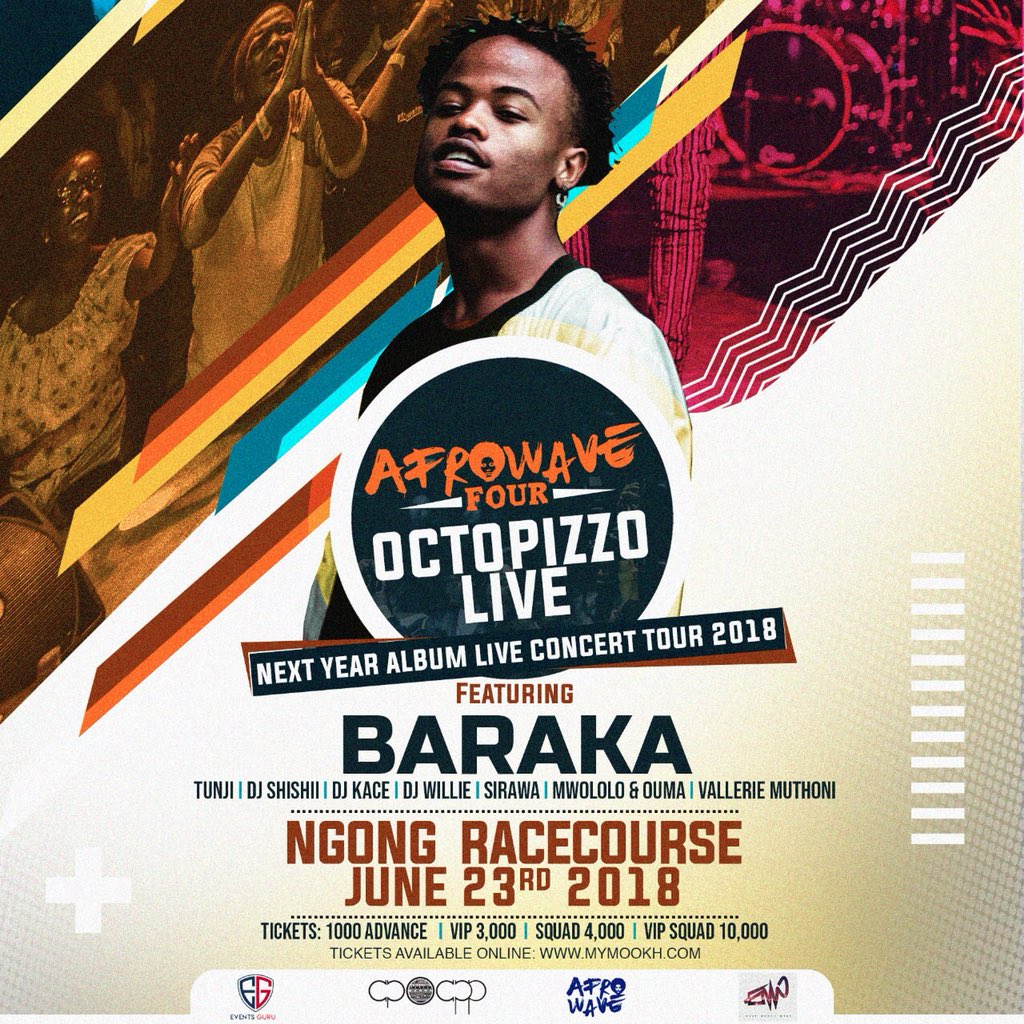 afrowav3's tweet photo. Lyrical genius opening the stage this weekend, tunawasha moto ya @OCTOPIZZO tag all your friends racecourse finna be lit
#afrowave4 https://t.co/uaiBtRNC6M
