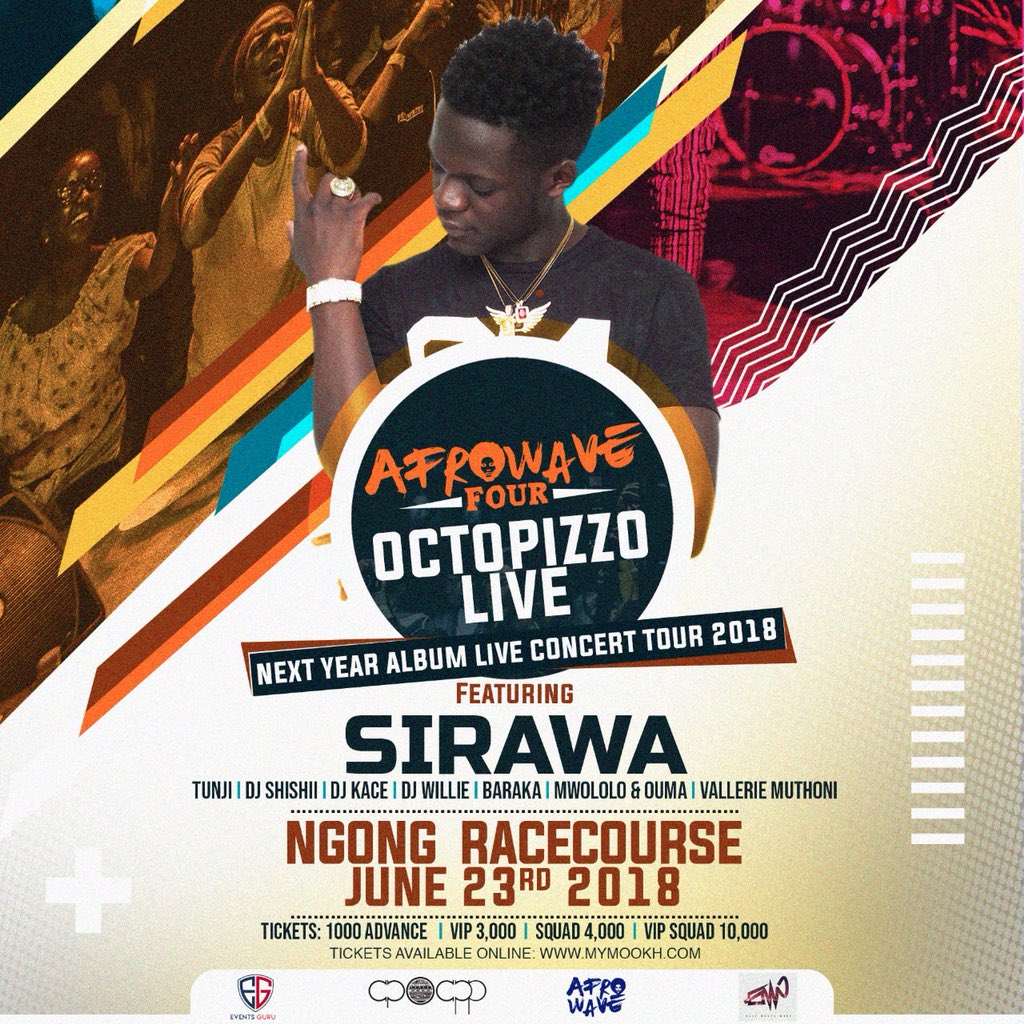 afrowav3's tweet photo. Lyrical genius opening the stage this weekend, tunawasha moto ya @OCTOPIZZO tag all your friends racecourse finna be lit
#afrowave4 https://t.co/uaiBtRNC6M