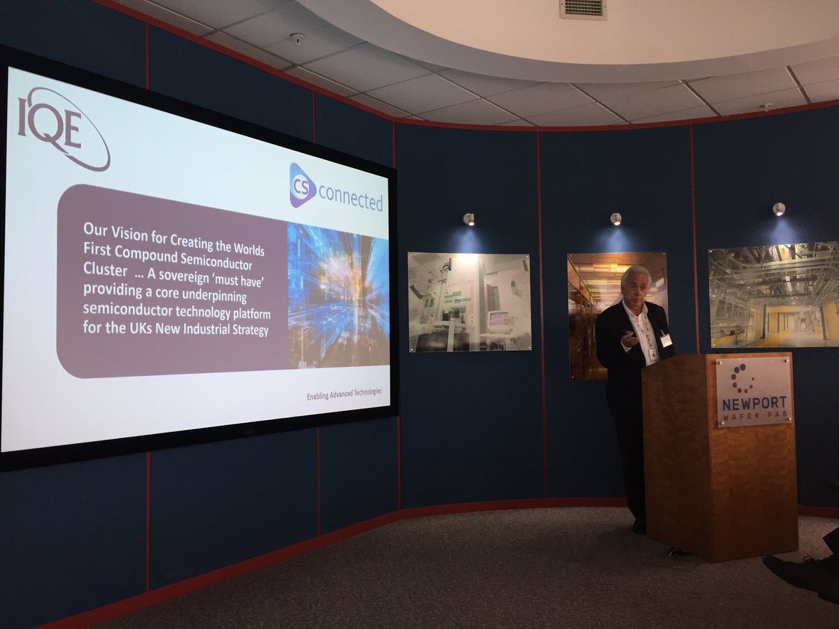 andy_g_sellars's tweet image. Dr Drew Nelson ⁦@IQEplc⁩ describes vision for #CSconnected cluster in South Wales #compound #semiconductor ⁦@NewportWaferFab⁩