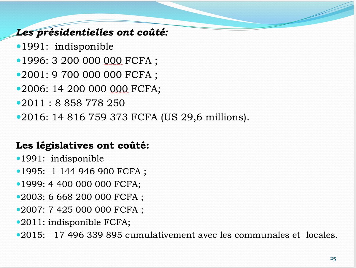 Après avoir fait le constat que les montants des budgets des élections n'ont cessé de croire depuis 1991, le Commissaire Basile Fassinou soulève la nécessité de réfléchir à harmoniser les procédures d'élaboration des budgets sectoriels des élections au Bénin.