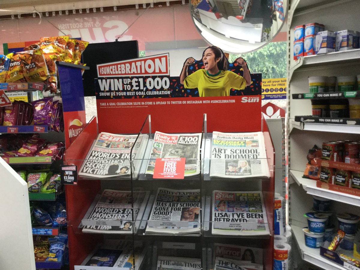 Claire_NewsUK's tweet photo. #weaverrow #stirling whoop whoop kicked off the @ScottishSun World Cup promo today nip in and see the team for your selfie remember your #SunCelebration £1000 up for grabs in it to win it https://t.co/aSqkE4MjKJ