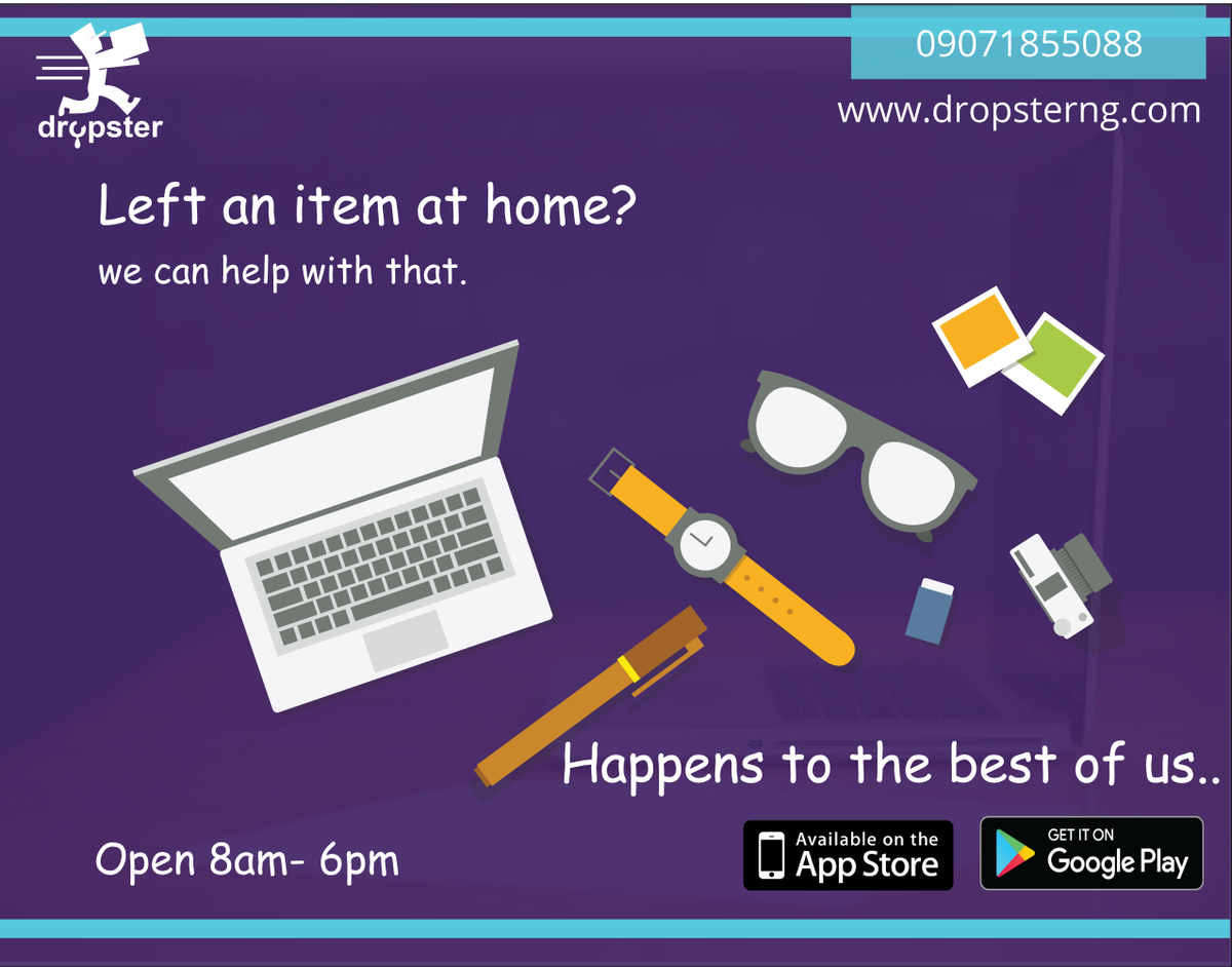 dropsterng's tweet photo. With Dropster's On-Demand Service, any forgotten items reappear in front of you. We'll pick them up and deliver it to you with ZERO WAHALA.
Experience Dropster. https://t.co/pnNHzQxHIt