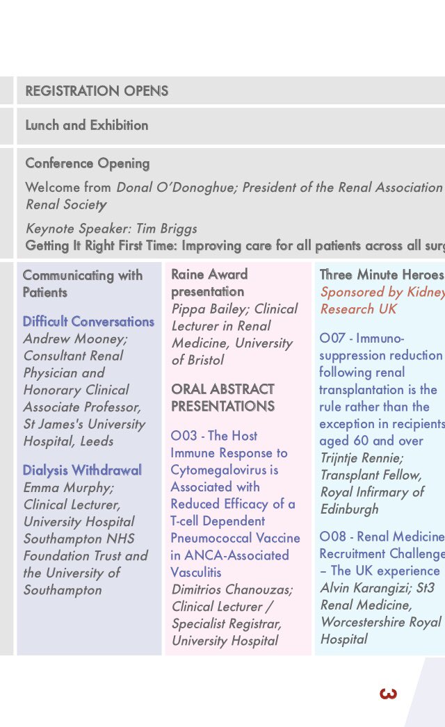 kidneydoc101's tweet photo. @nicolamthomas Oh dear - the perils of a packed excellent programme. #Raine session also at 2pm - #PippaBailey speaker plus 4 excellent and varied abstracts... sorry to miss yours Nicola and @Emma_L_Murphy ! #UKKW2018 https://t.co/segNTXhdgs