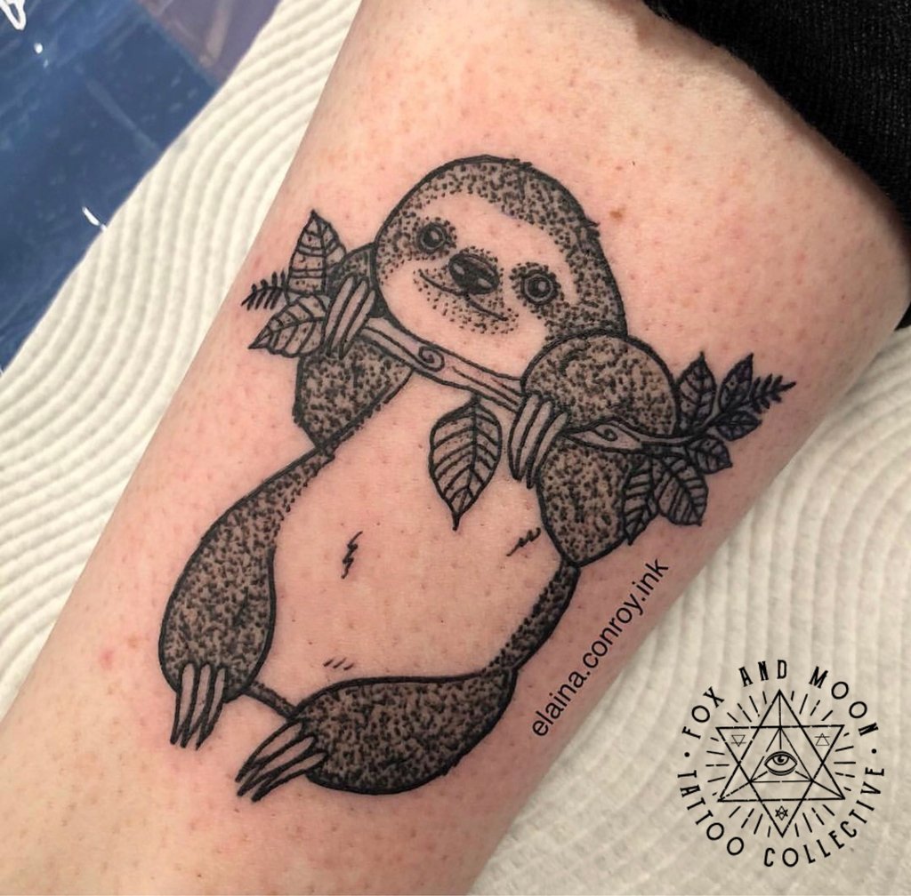 Church of Sloths  Sloth tattoo Neo traditional style The drawing looks  like an American traditional sloth if there were such a thing which there  isnt but not quite what Id call